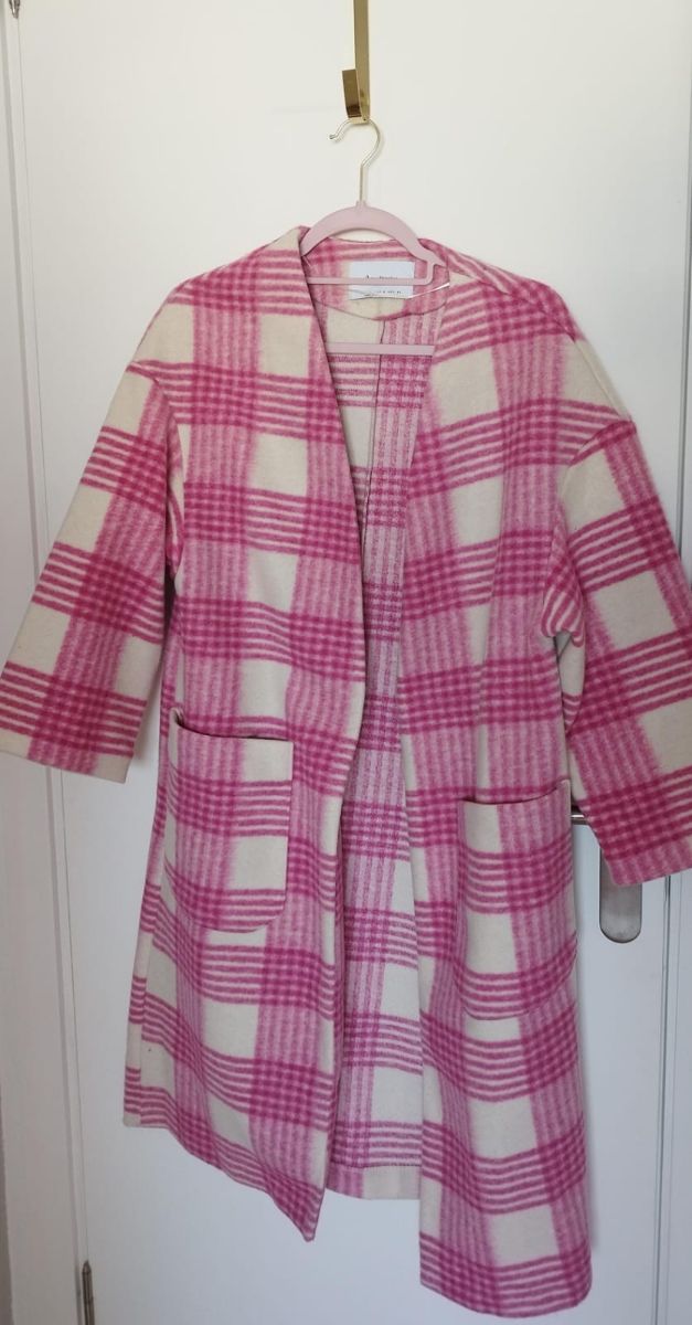 Chaqueta de cuadros rosa y beige