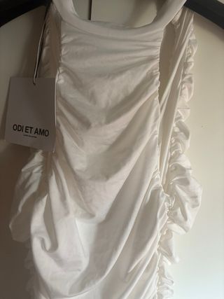 ODI ET AMO Vestito Lungo Ruches Bianco Taglia S