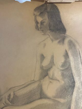 Dibujo antiguo de Mary Sol Cebral de Rojas 1952