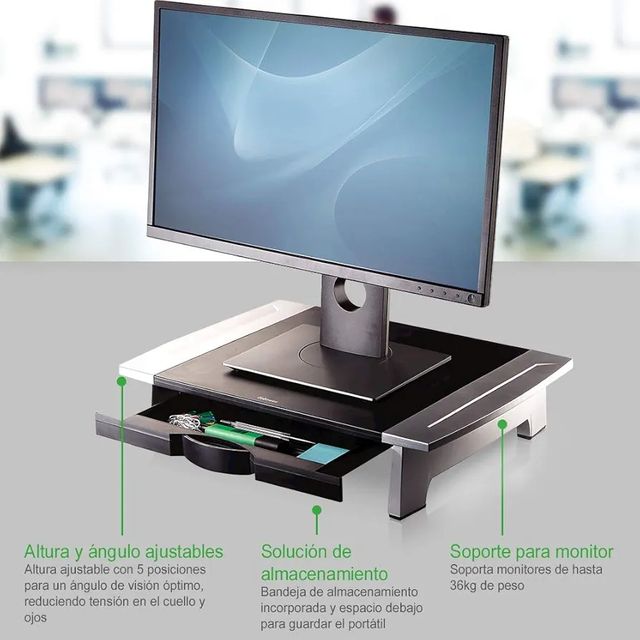 Soporte Monitor Fellowes Negro/Plateado