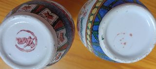 Par de jarrones chinos cerámica decorada