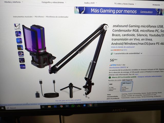 Micrófono ZealSound A68S Blanco sin usar