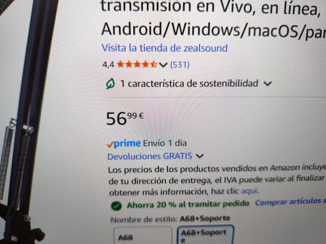 Micrófono ZealSound A68S Blanco sin usar