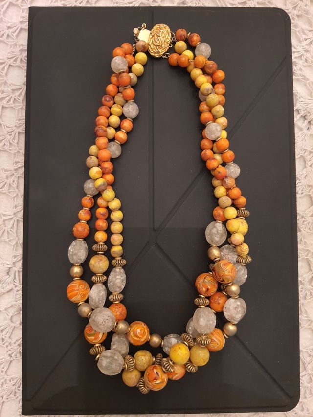 Collana donna multistrato arancione giallo