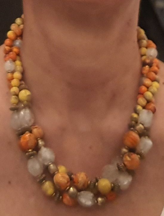 Collana donna multistrato arancione giallo