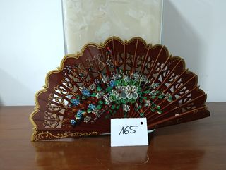 Abanico de madera 22cm pintado a mano