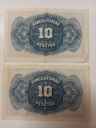 2 Billetes 10 Pesetas Banco de España 1935
