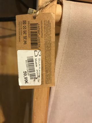 Silla plegable de madera y tela beige