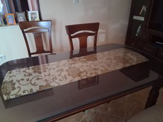 Mesa de salón cristal y madera 169x90 cm