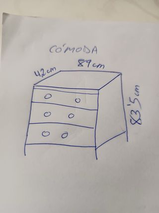 Cómoda de madera 5 cajones color miel