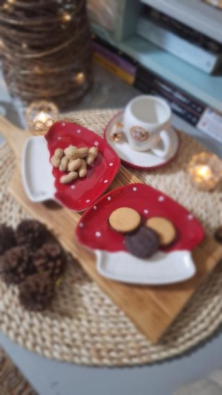 Set 2 Platos Cerámica Seta Rojos