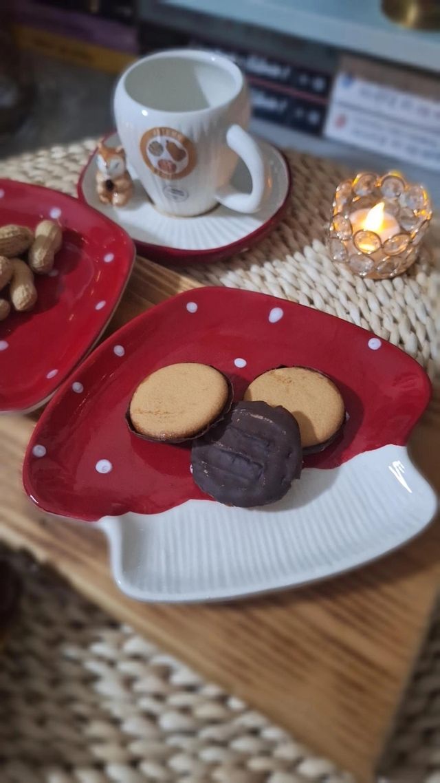 Set 2 Platos Cerámica Seta Rojos