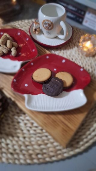 Set 2 Platos Cerámica Seta Rojos