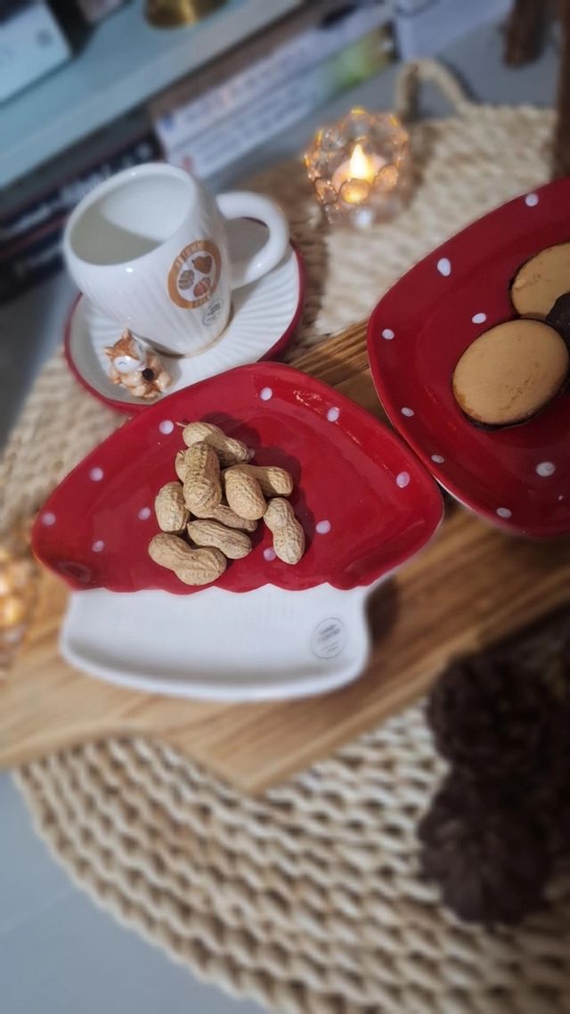 Set 2 Platos Cerámica Seta Rojos