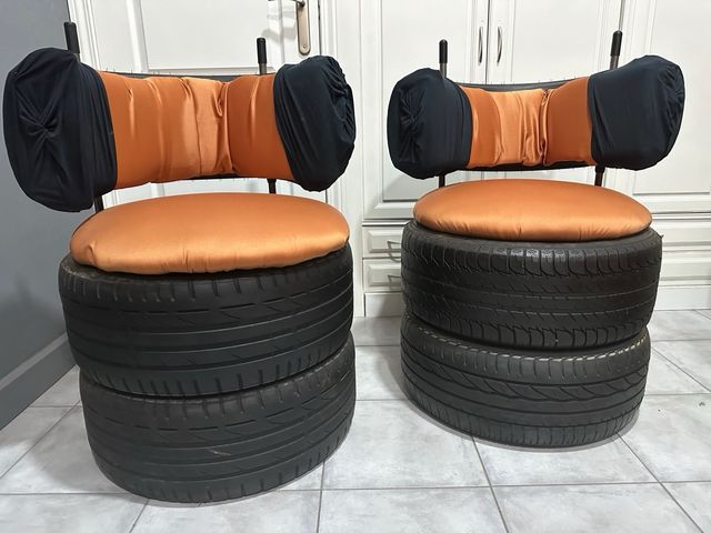 Asientos hechos con ruedas de coche