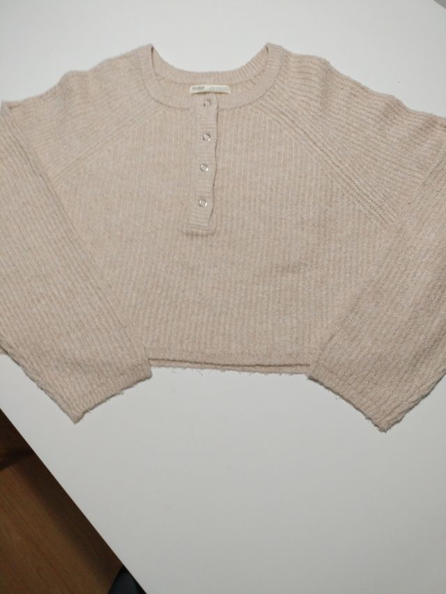 Jersey corto beige Pull&Bear talla S