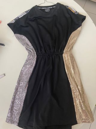 Vestito nero con paillettes oro e argento