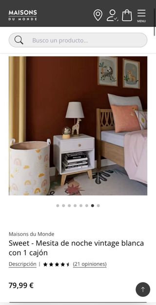 Mesita de noche vintage blanca “Sweet”.