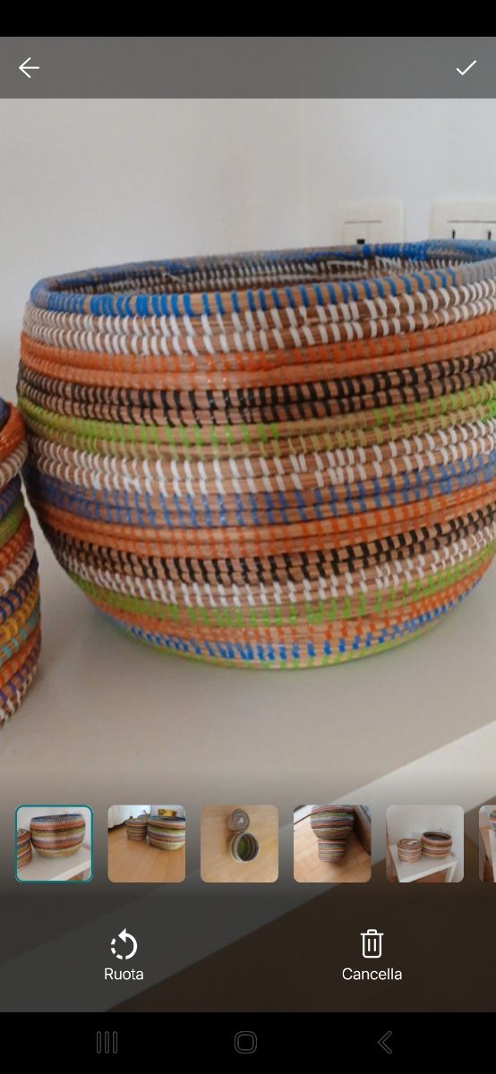 2 cesti artigianali con coperchio