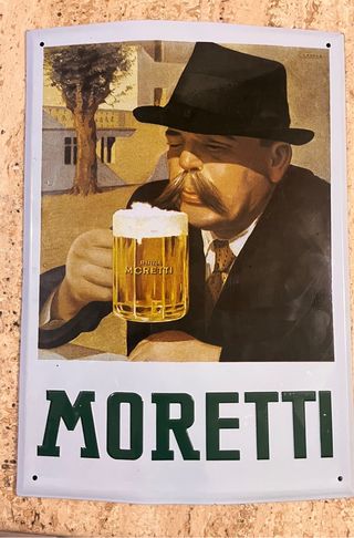 Targa Vintage Birra Moretti Latta Pubblicitaria