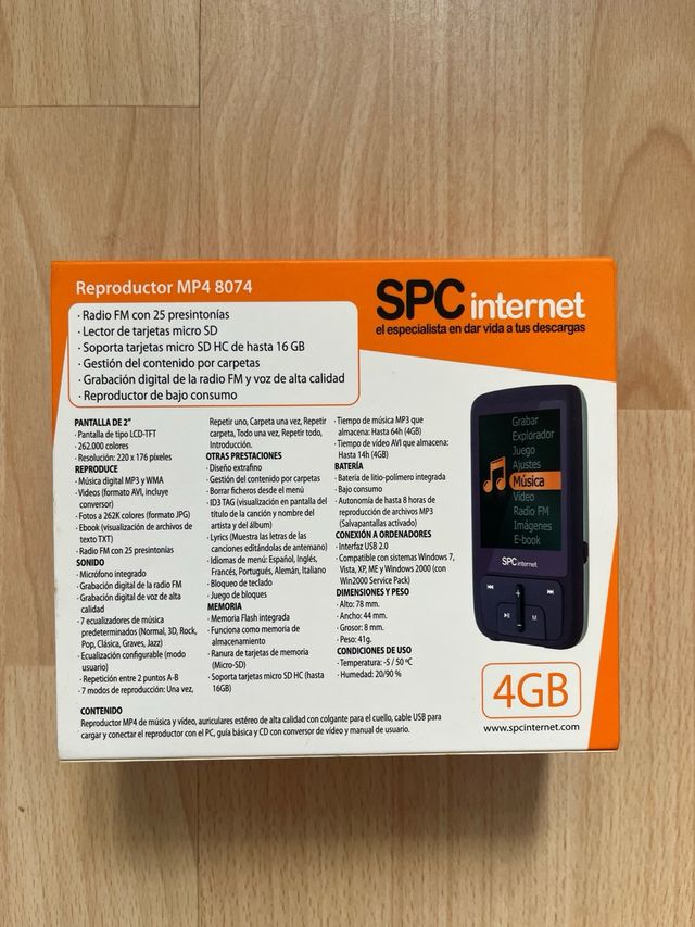 Reproductor MP4 SPC internet 4GB SIN ESTRENAR