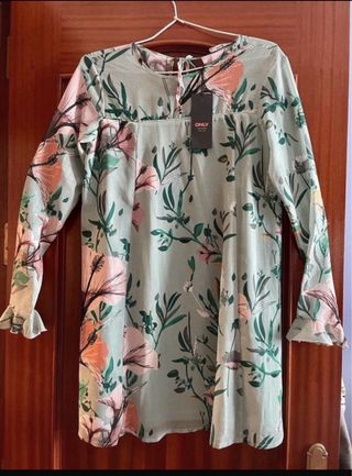 Vestido estampado floral verde Only