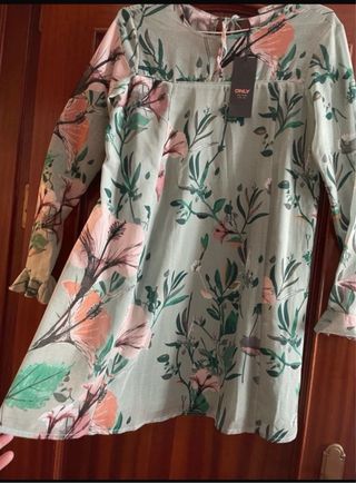 Vestido estampado floral verde Only