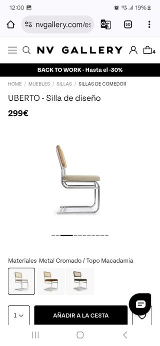 Silla Uberto NV Gallery Metal y Mimbre