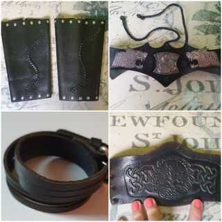 LOTE CUERO ACCESORIOS MEDIEVALES