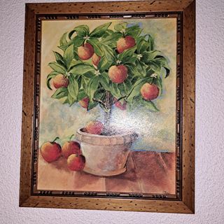 Cuadro de árbol frutal con manzanas