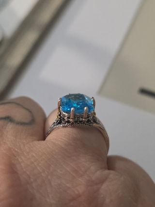 Anillo Cóctel Plata de Ley Azul