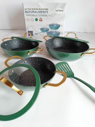 Set 3 Padelle Bavaria Antiaderenti Manici Oro
