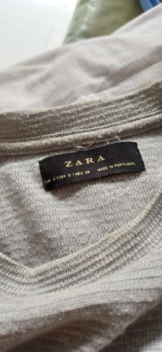 Camiseta Zara Algodón Gris