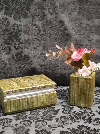 Set scatola  e vasetto in pietra verde