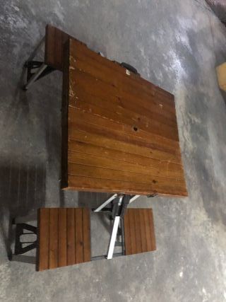 Mesa Camping Portátil 4 Plazas Madera y Metal