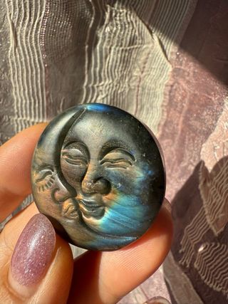 Figura Sol e Lua em Labradorita Azul