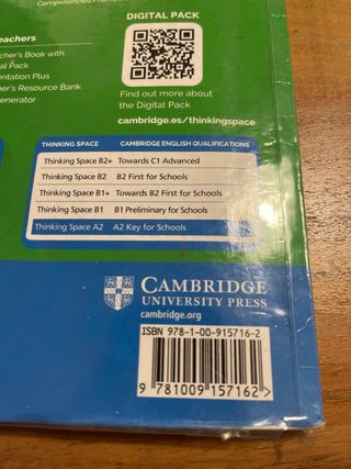 Libro inglés Thinking Space A2. ISBN 9781009157162