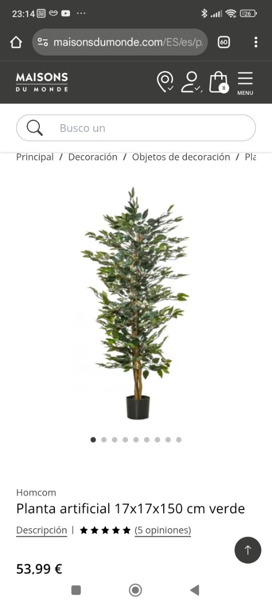 Planta artificial Homcom verde 150cm