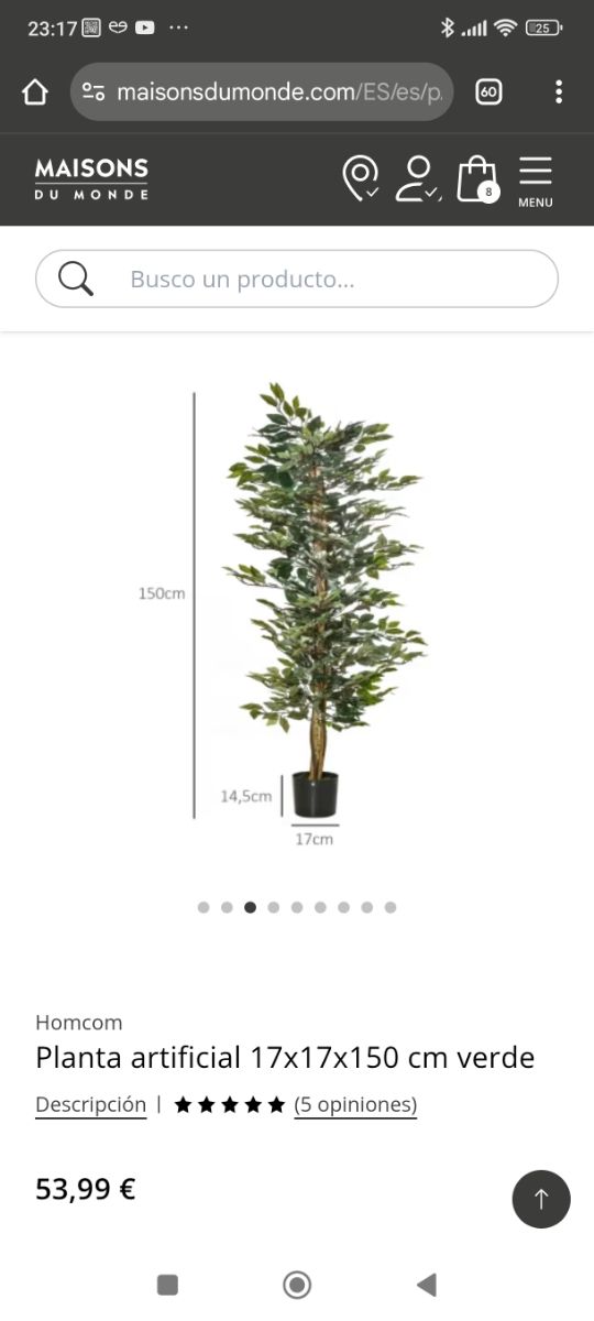 Planta artificial Homcom verde 150cm