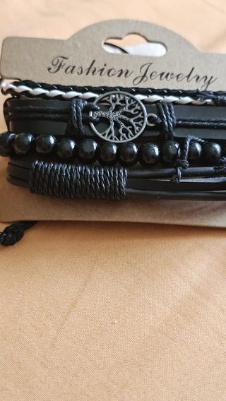 Reloj negro con Pulseras a Juego para hombre