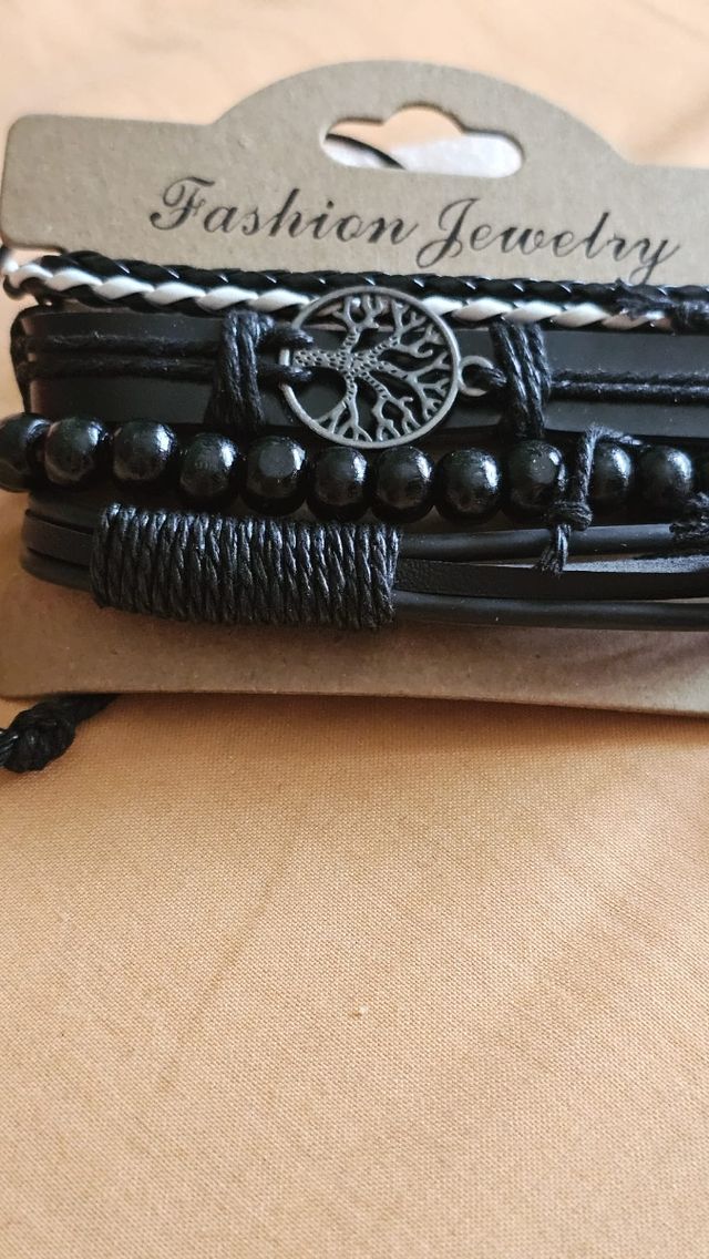 Reloj negro con Pulseras a Juego para hombre