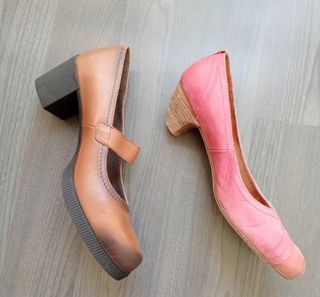Zapatos Piel Talla 40 Marrón y Rosa Yokono
