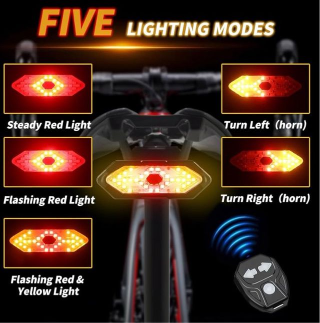 Luz trasera bicicleta con intermitente y mando
