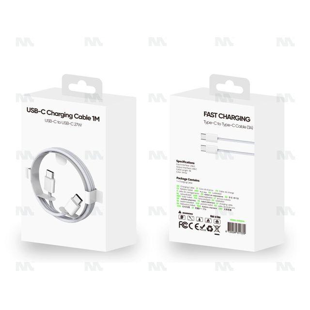 Cable USB-C a USB-C 1M Carga Rápida 27W