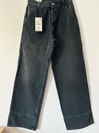 Calças Zara Relaxed Fit Cinza