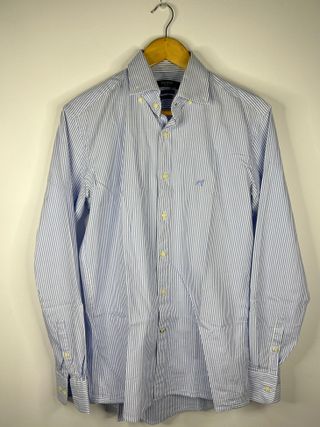 Camisa Sacoor Brothers Slim Fit Riscas Azul M
