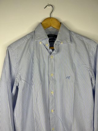 Camisa Sacoor Brothers Slim Fit Riscas Azul M