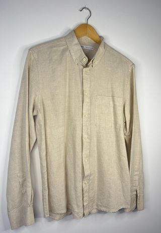 Camisa Zara Creme Lisa Tamanho M