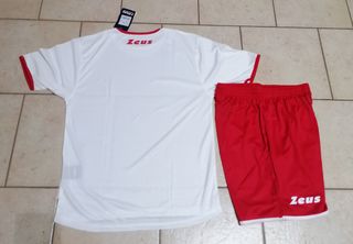 Kit calcio Zeus bianco rosso M