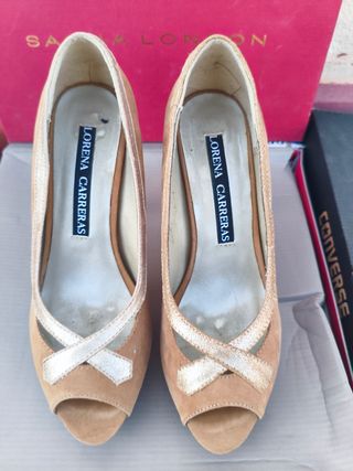Zapatos de tacón LORENA CARRERAS beige/dorado